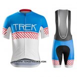 2016 Maillot Ciclismo Trek Bontrager Blanc et Bleu Manches Courtes et Cuissard