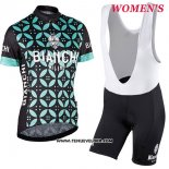 2017 Maillot Ciclismo Femme Bianchi Vert Manches Courtes et Cuissard