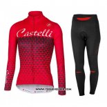 2017 Maillot Ciclismo Femme Castelli Rouge Manches Longues et Cuissard