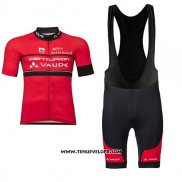 2017 Maillot Ciclismo Femme Vaude Rouge Manches Courtes et Cuissard