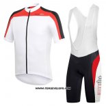 2017 Maillot Ciclismo RH+ Blanc et Rouge Manches Courtes et Cuissard