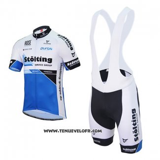 2017 Maillot Ciclismo Stolting Blanc et Bleu Manches Courtes et Cuissard