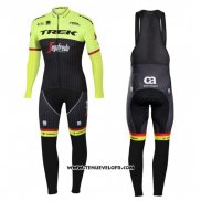 2017 Maillot Ciclismo Trek Segafredo Noir et Jaune Manches Longues et Cuissard