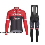 2017 Maillot Ciclismo Trek Segafredo Noir et Rouge Manches Longues et Cuissard