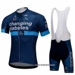 2018 Maillot Ciclismo Changing Diabetes Bleu Manches Courtes et Cuissard