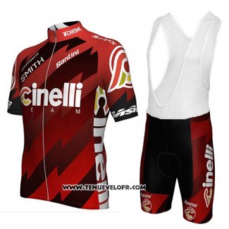 2018 Maillot Ciclismo Cinelli Chrome Fonce et Rouge Manches Courtes et Cuissard