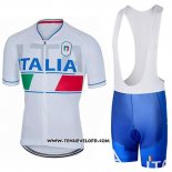 2018 Maillot Ciclismo Italie Blanc Manches Courtes et Cuissard