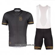 2018 Maillot Ciclismo Maloja Pushbikersm Noir Jaune Manches Courtes et Cuissard