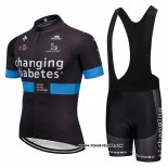 2018 Maillot Ciclismo Novo Nordisk Noir et Bleu Manches Courtes et Cuissard