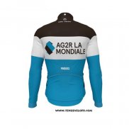 2019 Maillot Ciclismo Ag2r La Mondiale Noir Blanc Bleu Manches Longues et Cuissard