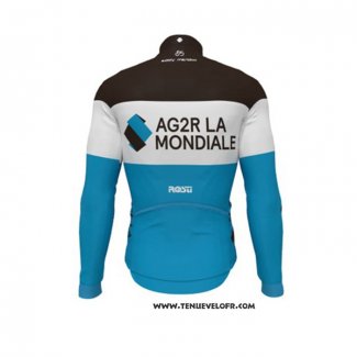 2019 Maillot Ciclismo Ag2r La Mondiale Noir Blanc Bleu Manches Longues et Cuissard