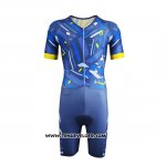2019 Maillot Ciclismo Emonder-triathlon Bleu Jaune Manches Courtes et Cuissard