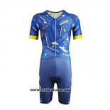 2019 Maillot Ciclismo Emonder-triathlon Bleu Jaune Manches Courtes et Cuissard