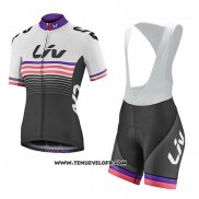 2019 Maillot Ciclismo Femme Liv Noir Blanc Fuchsia Manches Courtes et Cuissard