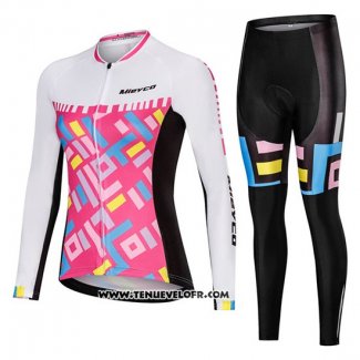 2019 Maillot Ciclismo Femme Mieyco Blanc Rose Manches Longues et Cuissard