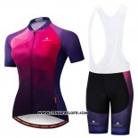 2019 Maillot Ciclismo Femme Miloto Violet Rose Manches Courtes et Cuissard