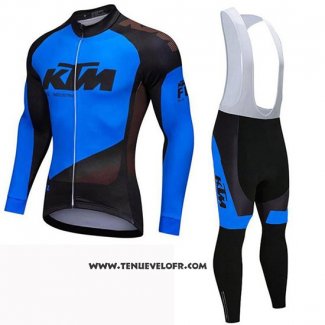 2019 Maillot Ciclismo KTM Noir Bleu Manches Longues et Cuissard