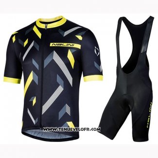 2019 Maillot Ciclismo Nalini Descesa 2.0 Noir Jaune Manches Courtes et Cuissard