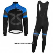 2019 Maillot Ciclismo Nalini Noir Bleu Manches Longues et Cuissard