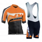 2019 Maillot Ciclismo Northwave Orange Argent Noir Manches Courtes et Cuissard