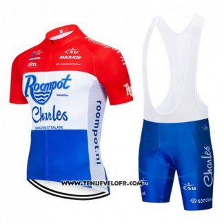 2019 Maillot Ciclismo Roompot Charles Rouge Blanc Bleu Manches Courtes et Cuissard