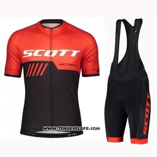 2019 Maillot Ciclismo Scott Noir Rouge Manches Courtes et Cuissard