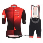 2019 Maillot Ciclismo Tour DE Suisse Rouge Noir Manches Courtes et Cuissard