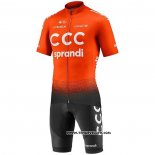 2020 Maillot Ciclismo CCC Team Orange Noir Manches Courtes et Cuissard