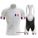 2020 Maillot Ciclismo Champion France Blanc Manches Courtes et Cuissard