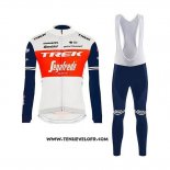 2020 Maillot Ciclismo Trek Segafredo Blanc Rouge Noir Manches Longues et Cuissard