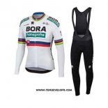 2020 Maillot Ciclismo UCI Mondo Champion Bora Blanc Manches Longues et Cuissard