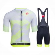 2021 Maillot Cyclisme Castelli Lumiere Jaune Blanc Manches Courtes et Cuissard