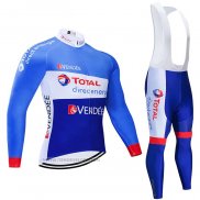 2021 Maillot Cyclisme Direct Energie Bleu Blanc Manches Longues et Cuissard