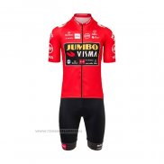 2021 Maillot Cyclisme Jumbo Visma Rouge Manches Courtes et Cuissard