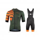 2021 Maillot Cyclisme Nalini Vert Orange Manches Courtes et Cuissard