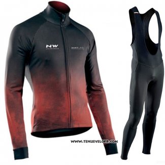 2021 Maillot Cyclisme Northwave Noir Rouge Manches Longues et Cuissard