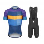 2021 Maillot Cyclisme de Marchi Violet Jaune Bleu Manches Courtes et Cuissard