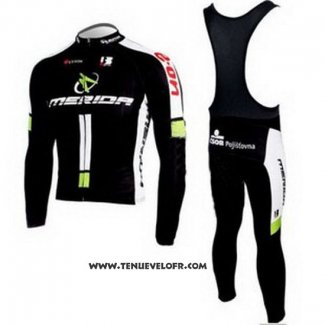 2010 Maillot Ciclismo Merida Noir et Vert Manches Longues et Cuissard