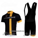 2011 Maillot Ciclismo Livestrong Noir et Jaune Manches Courtes et Cuissard