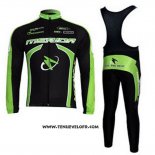 2011 Maillot Ciclismo Merida Noir et Vert Manches Longues et Cuissard