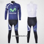 2011 Maillot Ciclismo Movistar Bleu Manches Longues et Cuissard