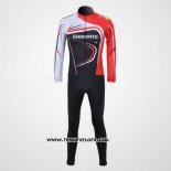 2011 Maillot Ciclismo Shimano Rouge et Noir Manches Longues et Cuissard