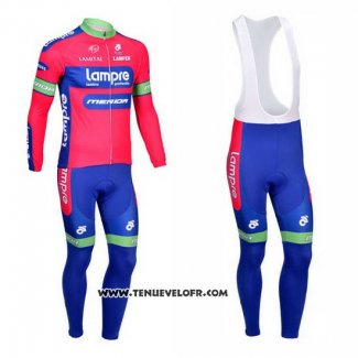 2012 Maillot Ciclismo Lampre Merida Rose et Azur Manches Longues et Cuissard