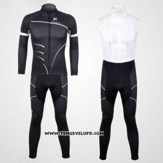 2012 Maillot Ciclismo Pinarello Noir et Blanc Manches Longues et Cuissard