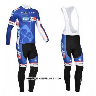 2013 Maillot Ciclismo FDJ Bleu Manches Longues et Cuissard