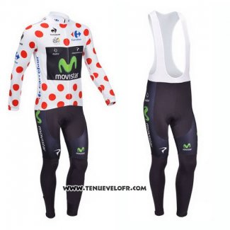 2013 Maillot Ciclismo Movistar Lider Blanc et Rouge Manches Longues et Cuissard