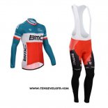 2014 Maillot Ciclismo BMC Champion Italie Bleu et Orange Manches Longues et Cuissard