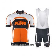 2015 Maillot Ciclismo KTM Blanc et Orange Manches Courtes et Cuissard