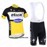 2016 Maillot Ciclismo Etixx Quick Step Noir et Jaune Manches Courtes et Cuissard