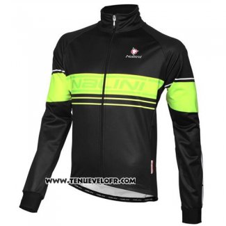 2016 Maillot Ciclismo Nalini Noir et Vert Manches Longues et Cuissard